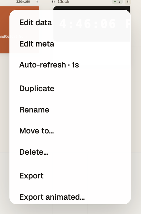 The artboard kebab menu with an "Auto-refresh · 1s" entry