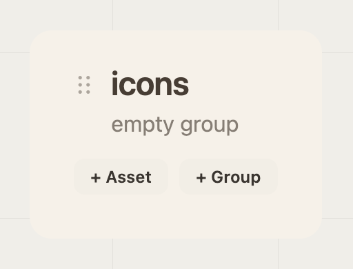 An empty group rendered as a soft placeholder on the canvas